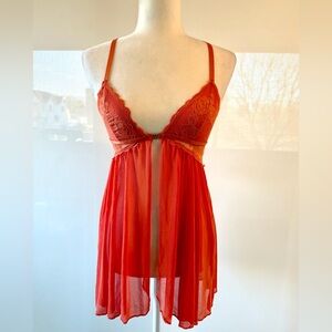 Adore Me , 2Pcs Peach 🍑 Scarlet Lace Chemise Baby Doll with Thong